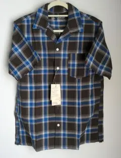 チェック柄 半袖シャツ ブラウン/青
