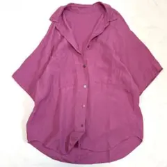 サロンアダムエロペ 洗える レーヨンリネンハーフスリーブシャツ オーバーサイズ