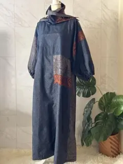 大島紬リメイク　大島紬ワンピース　着物リメイク