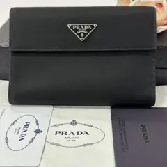 PRADA プラダ 長財布 ナイロン 三角ロゴ 黒 ギャランティカード 良品】PRADA 3角ロゴプレート 長財布 ナイロン ヴィンテージ