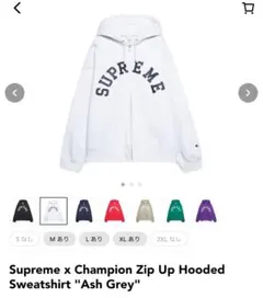 CHAMPION × Supreme ジップアップブルゾン Supreme Champion Zip Up Hooded Sweatshirt Ash Grey Men's