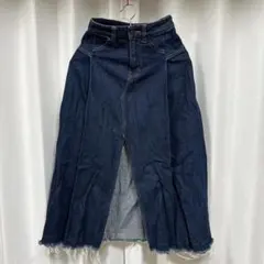 Bershka ベルシュカ デニムロングスカート フレア カットオフ XSのサムネイル