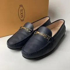 【美品】TOD’S トッズ ビットローファー ネイビー 37.5 ゴールド金具