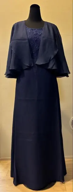 ネイビー レース装飾 ロングドレス セット