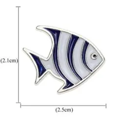 ピンズ バッジ ブローチ (魚 サカナ さかな 海水 シマシマ 縞々 青 白 )