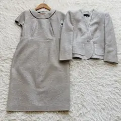 エスカーダ ワンピーススーツセットアップ ノーカラー ロング丈 シルバーラメM