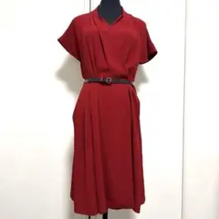 日本製　ワインレッド ラップスタイル ワンピース　9号