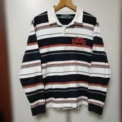 古着 エディーバウアー eddie bauer ラガーシャツ　肉厚　刺繍　ボーダ