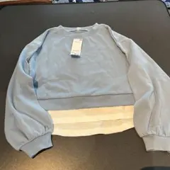 【新品☆サイズ140】水色 フェイクレイヤード トレーナー　長袖スウェット