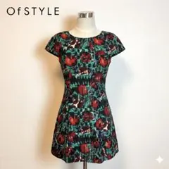 銀座マギー OfSTYLE エレガント ザクロ ボタニカル柄 シルクワンピースMのサムネイル