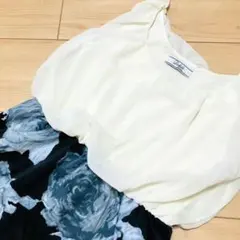 Delyle ノースリーブ ミニワンピース ホワイト ネイビー デイライル 花柄