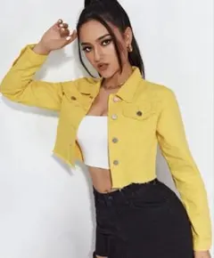 SHEIN ボタンフロント デニムジャケット Sサイズ　イエロー