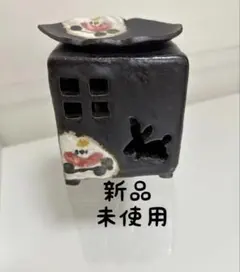 【新品・未使用】陶器製香炉 黒色 ウサギ模様