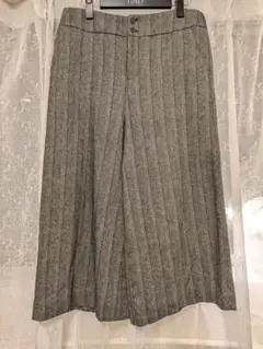 アマカ　ワイドパンツ グレー　ストライプ　フリー/大きめ