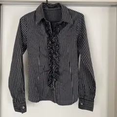 アルテマーヴェル ストライプ フリル付き長袖シャツ 7AR