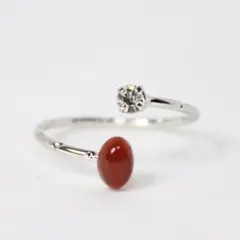 レッドアゲート 6×4mm 天然石 ジルコニア 指輪 シルバー