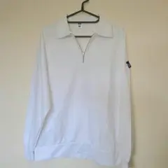 (45)☺️ホワイト ハーフジップ 長袖カットソー☺️Lサイズ
