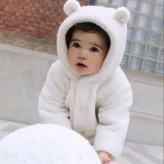 【新品未使用】2025新作　プチバトー　耳付きボアジャケット 86㎝