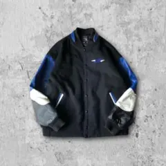 【一点物】90s RIVER CITY袖レザー本革ビッグロゴ刺繍スタジャン激レア