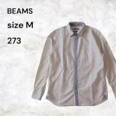 BEAMS 長袖シャツ サイズM ホワイト/ブルー
