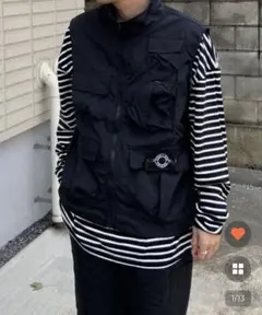 NUGU 半袖ベスト　ジップベスト　スタンドカラー　カジュアル　韓国　黒