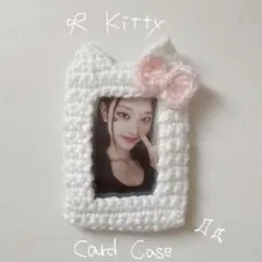 トレカケース 編み物 猫耳 ピンク リボン 硬質ケース