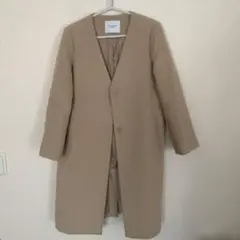 URBAN RESEARCH DOORS ノーカラーベージュロングコート