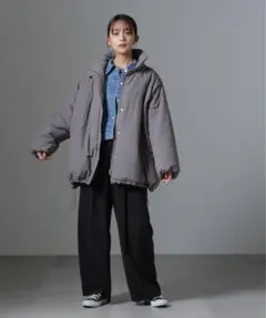 ナノユニバース 撥水加工 中綿スタンドオーバージップブルゾン