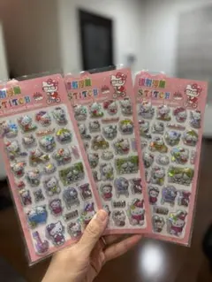 ハローキティ 3Dエンボスシール 3枚セット