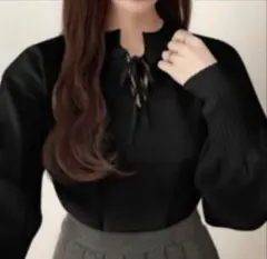 GRL リボンモックネックニットトップス