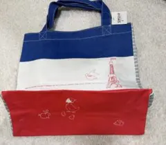 おしゃれな大きなキャンバストートバッグ❤️トリコロール