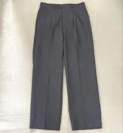 スラックス グレー M相当 オフィス ビジネス シンプル ツータック ゆったり