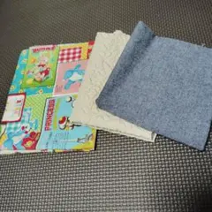 アメリカレトロ柄生地とデニム生地　アイボリーセット3点セット