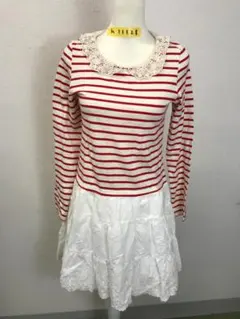 新品 earth music&ecology ボーダー レース付 ワンピース