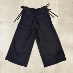 en recre ワイドパンツ ブラック リボン レディース ガウチョパンツ