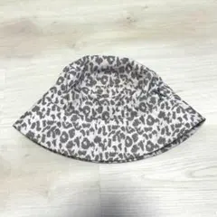 レオパード柄 バケットハット ヒョウ柄 帽子 アニマル柄 ワンポイント グレー
