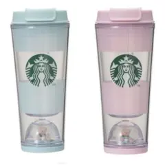 スタバ ジェラピケ ベアスノードームボーダータンブラー 2個セット ミントピンク
