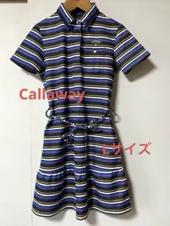 Callaway ボーダー ワンピース L 半袖 ベルト付き ゴルフウェア 美品