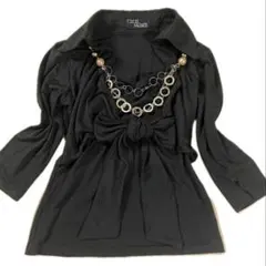 CECIL McBEE カットソー 五分袖 ブラック
