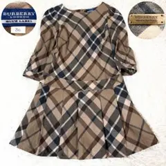 バーバリーブルーレーベル ノバチェック プリーツワンピース 36 切り替え