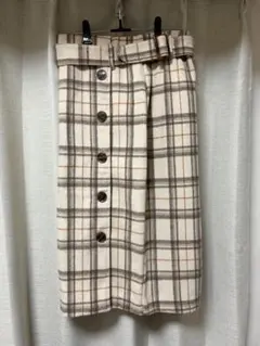 INGNI ベージュ×ブラウンチェック タイトスカート
