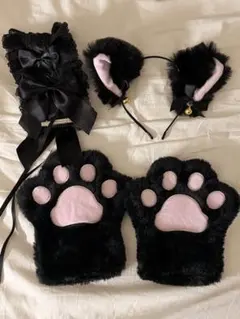 猫耳カチューシャ 肉球手袋 ヘッドドレス