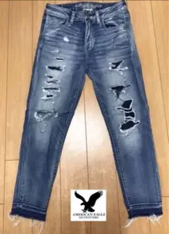 デニムパンツアメリカンイーグル☆ダメージデニム ジーンズ☆クラッシュデニム