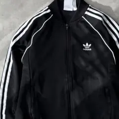 15672 アディダス スーパースター 刺繍ロゴ トラックジャケット 黒色