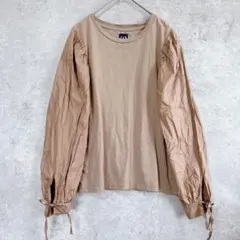 GAP♦︎パフスリーブカットソー バルーン袖 リボン ベージュ XXS レディース