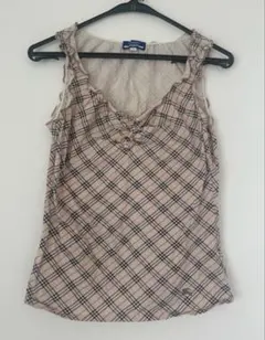 バーバリーブルーレーベル タンクトップ ノバチェック ノースリーブ 刺繍ロゴ