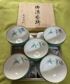 新品未使用品 香蘭社 ローズガーデン 薔薇柄 御湯呑揃 アンティーク レトロ