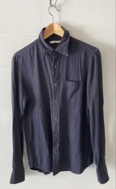 ダークネイビー 長袖シャツ 胸ポケット付き　ハレ