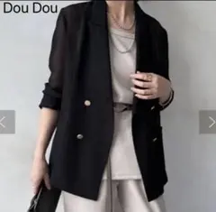 【美品】DouDou ドゥドゥ メッシュダブルジャケット ブラックのサムネイル