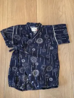 花火柄 ネイビー甚平 70サイズ